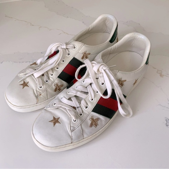 ❤️ GUCCI ACE BEES AND STARS ❤️ SIZE 8 1/2 SNEAKERS - Picture 1 of 4